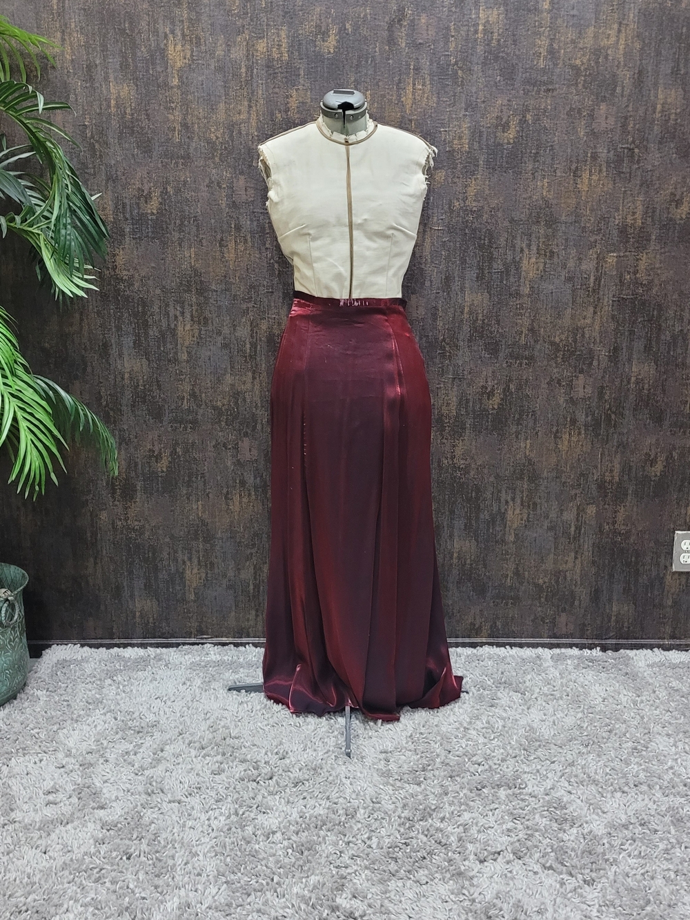 Vintage Rampage Burgundy Satin Mermaid Maxi Skirt Y2K